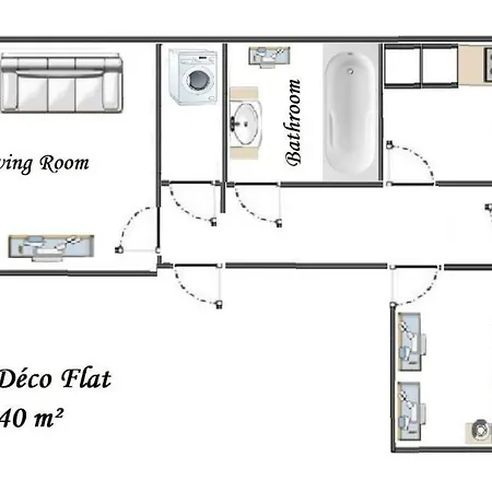 Art Deco Flat 45 M² 公寓 尼斯